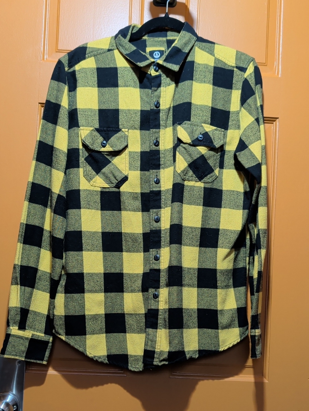 Men's Yellow Black Buffalo Check Flannel Shirt